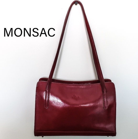 Monsac Handbags - Monsac Footed Burgandy Leather Handbag Tote Purse